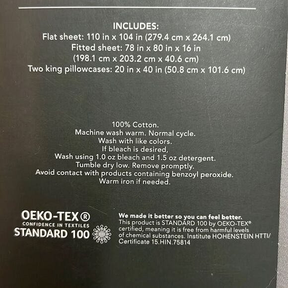 King Cloud Gray 400 Thread Count Solid Performance Sheet Set - Threshold - Picture 8 of 8